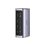 A silver and black Unseen portable power bank with multiple USB-C and USB-A ports, shown on a solid white background.