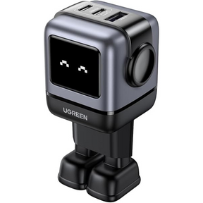Ugreen Nexode RG 65W 3-port robot GaN fast charger – front view black