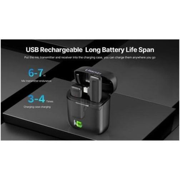 Ulanzi J11 Wireless Lavalier Microphone System - IOS -
Black - Dokkantech