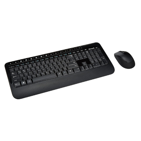 Microsoft Wireless Desktop 2000 keyboard and mouse combo – front view black