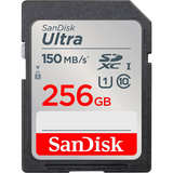 Sandisk Ultra SDXC 256GB Memory Card 150MB/s, C10, U1, Full HD