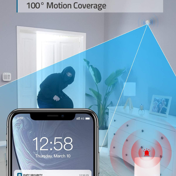 eufy Home Security 5-Piece Home Alarm Kit, Keypad, Motion Sensor, 2 Entry Sensors, Home Alarm System