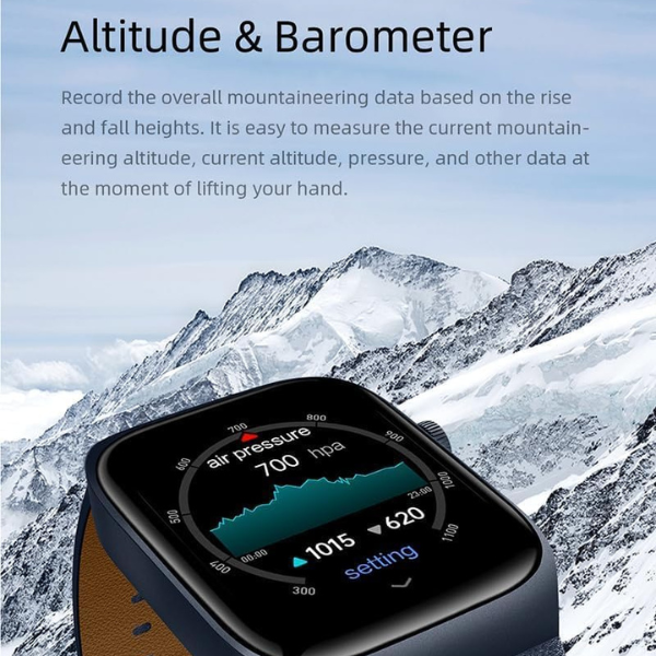 ساعة ميبرو الذكية T2 (أزرق غامق) - شاشة أموليد 1.75 بوصة، مكالمات بلوتوث، عمر بطارية 10 أيام، مقاومة للماء 2ATM، تحديد المواقع GPS 