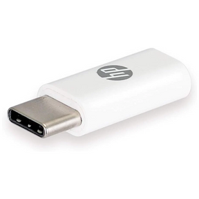 HP OTG USB-C to Micro-USB adapter – front view white