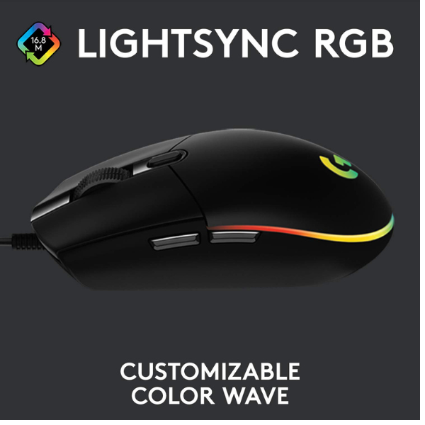 Logitech G102 Lightsync Wired Gaming Mouse with Customizable RGB