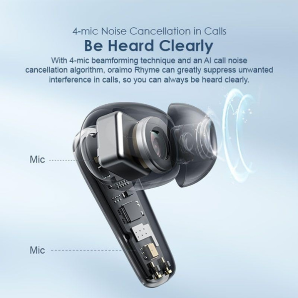 Oraimo Rhyme ANC True Wireless Earbuds, E06DN - Black - DokanTech #