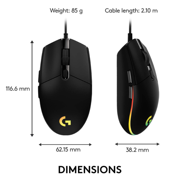 Logitech G102 Lightsync Wired Gaming Mouse with Customizable RGB