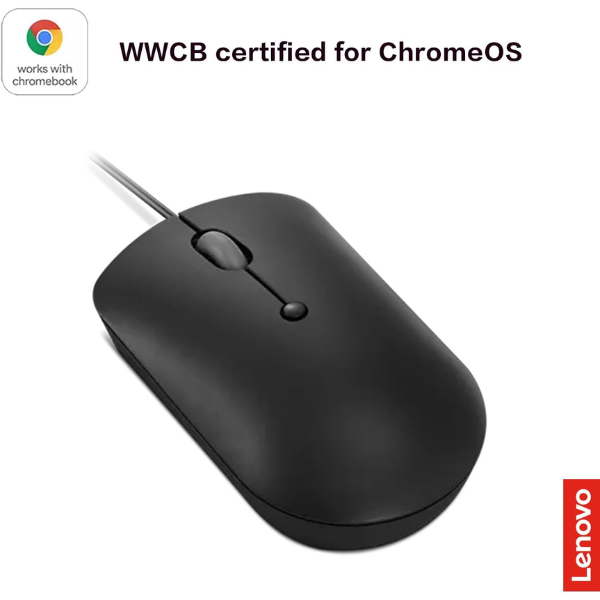 Lenovo 400 USB-C Wired Compact Mouse - Black - DokanTech #
