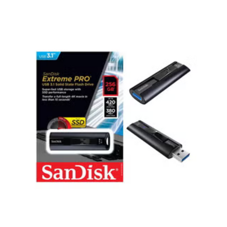 SanDisk Extreme Pro 256GB USB 3.2 flash drive – front view