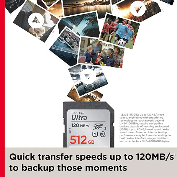 SanDisk Ultra 512GB SDHC™ UHS-I Memory Card Speed UP TO 150MB/s Full HD video - DokanTech #