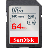 Sandisk Ultra SDXC 64GB Memory Card 140MB/s, C10, U1, Full HD