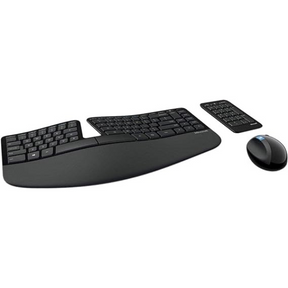 Microsoft Sculpt Ergonomic Desktop keyboard and mouse – front view black