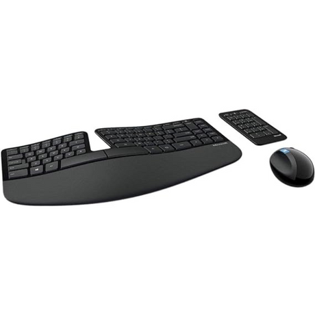 Microsoft Sculpt Ergonomic Desktop keyboard and mouse – front view black