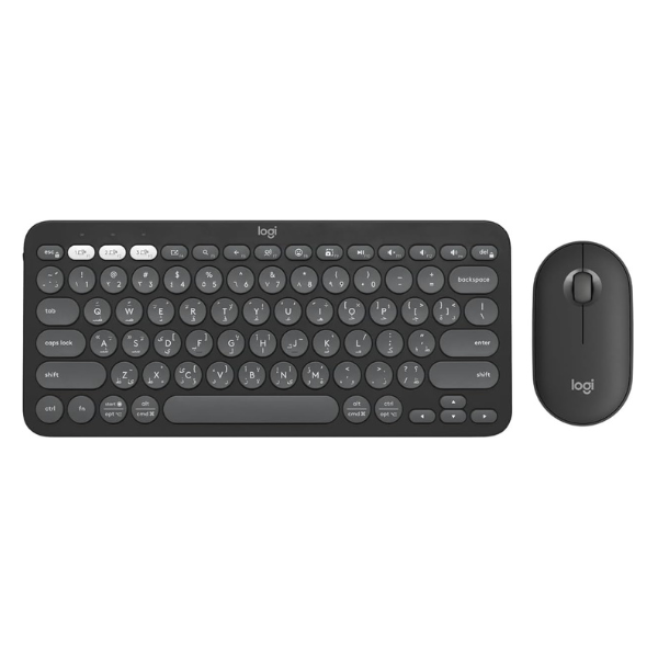 Logitech Pebble 2 Combo, Wireless Keyboard and Mouse, Quiet and Portable, Customizable, Logi Bolt, Bluetooth, Easy-Switch for Windows, macOS, iPadOS, Chrome - Black - DokanTech #
