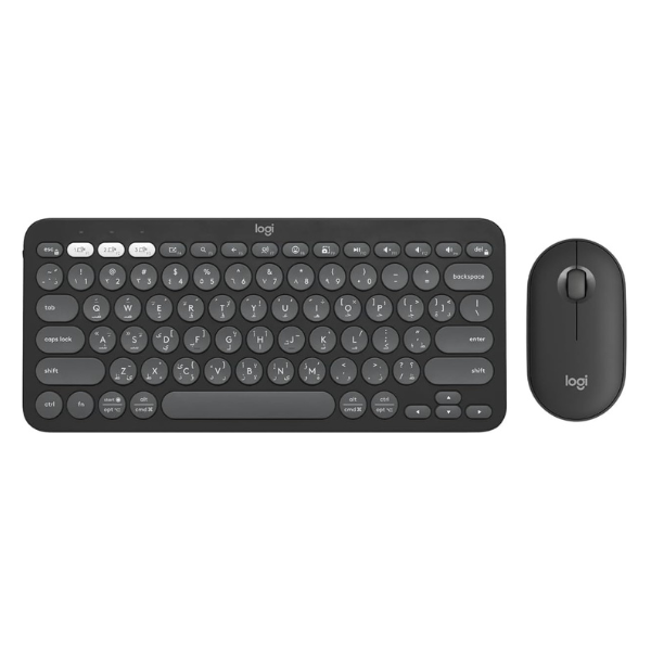 Logitech Pebble 2 Combo, Wireless Keyboard and Mouse, Quiet and Portable, Customizable, Logi Bolt, Bluetooth, Easy-Switch for Windows, macOS, iPadOS, Chrome - Black