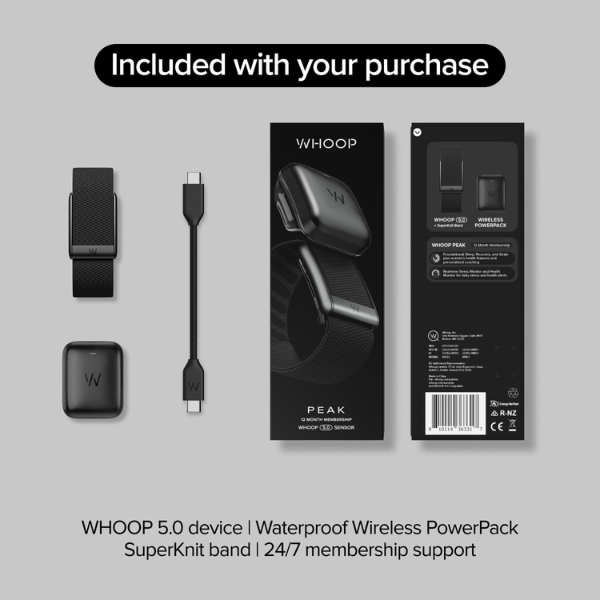 WHOOP 5.0 Peak Health and Fitness Tracker 12 Month Free Subscription - Black  Contents  dokkan tech  