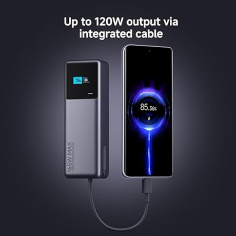 Xiaomi 165W Power Bank 10000mAh (Integrated Cable) - Gray – Ultra-Fast Charging, Compact-dokantech