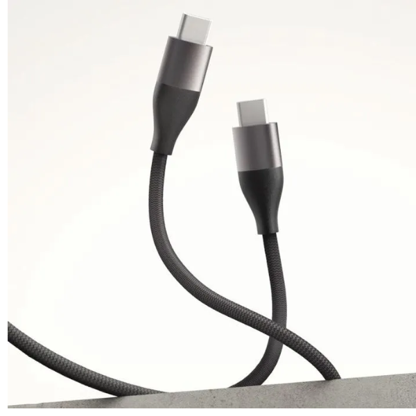 Xiaomi 6A braided cable with two USB-C connectors on a ledge
