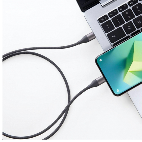 Xiaomi USB-C cable connected to a phone and laptop