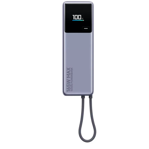 Xiaomi 165W Power Bank 10000mAh (Integrated Cable) - Gray – Ultra-Fast Charging, Compact-dokantech