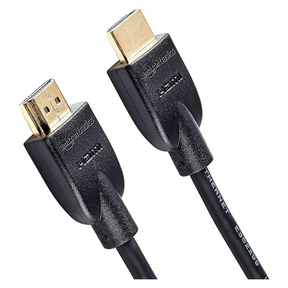 An HDMI cable with two gold-plated HDMI 2.0 connectors on black plastic housings, shown against a plain white background.
