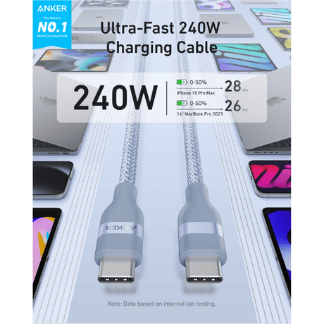 Anker 240W USB - C Braided Cable for MacBook Pro M4 (4 Colors, 3ft & 6ft) Anker Egypt