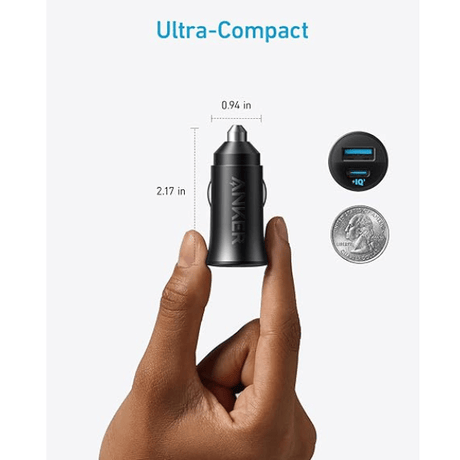 Anker 30W dual-port car charger – plugged in car