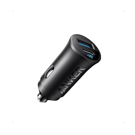 Anker 30W dual-port USB-C and USB-A car charger fast charging – front view