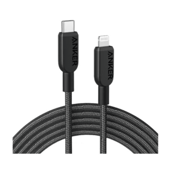 Anker 310 USB-C to Lightning nylon braided cable 6ft A81A6 fast charging – front view