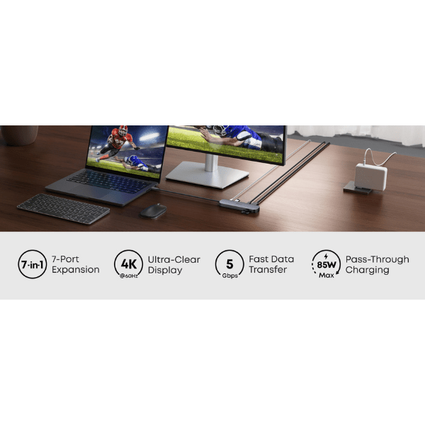 Anker 7 - in - 1 USB - C Hub for Laptops – 4K HDMI, 85W PD Fast Charging (Model A83D2PA1) Anker Egypt