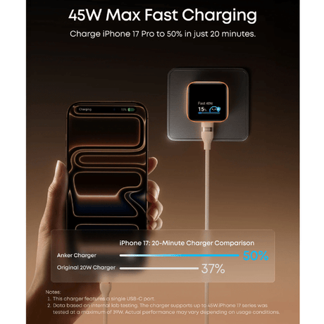 Anker Nano 45W USB - C Fast Charger with Smart Display – 180° Foldable Anker Egypt