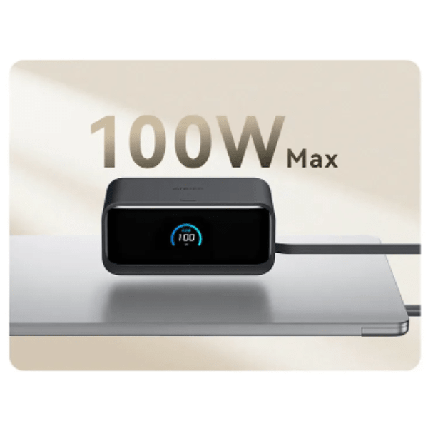 Anker Nano 6-in-1 100W Charging Station with Retractable USB-C – Black