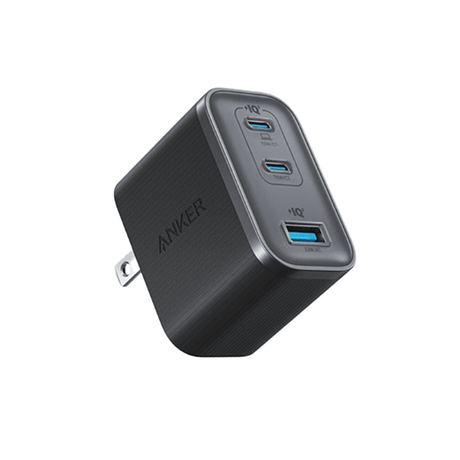 Anker Nano 70W 3-port wall charger 2 USB-C 1 USB-A for MacBook – front view