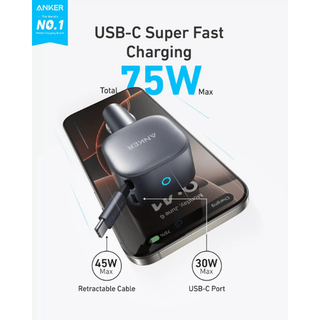 Anker Nano 75W car charger – plugged in car