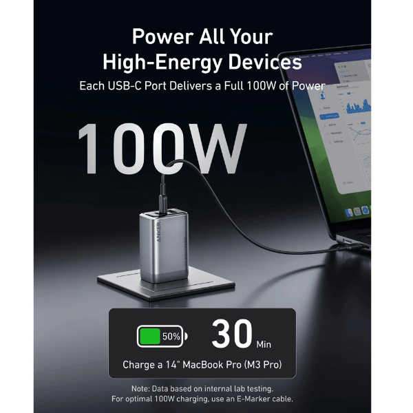 Anker Prime 100W GaN 3 - Port Wall Charger for MacBook Pro Anker Egypt