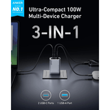 Anker Prime 100W GaN charger – ports detail