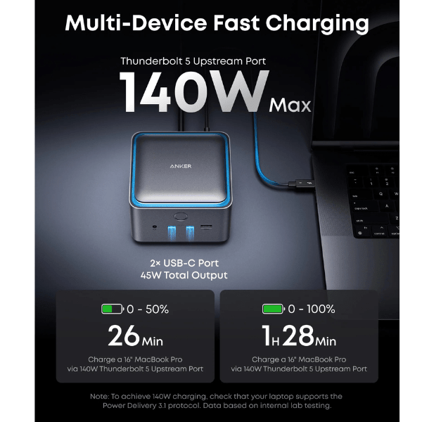 Anker Prime TB5 14 - in - 1 Thunderbolt 5 Docking Station – 8K Dual Display, 5Gbps USB, 140W PD Anker Egypt