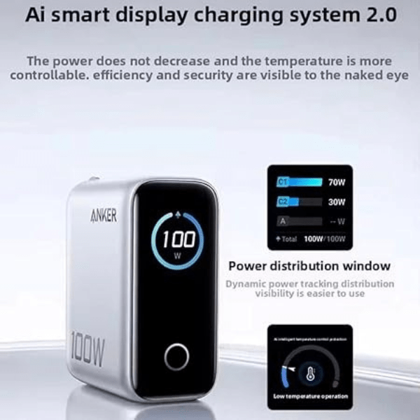 Anker Zolo 100W GaN Charger with Smart Display + USB - C Cable Anker Egypt