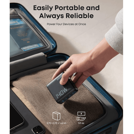 Anker Zolo 140W 4 - Port Fast Charger – 3 USB - C & 1 USB - A | Ultra - Fast Charging(Cable Included) Anker Egypt