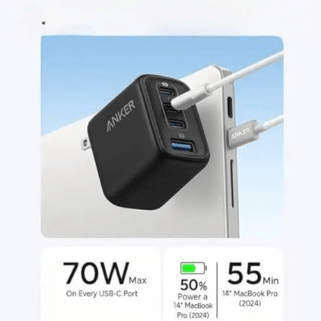 Anker Zolo 70W GaN Charger 4 - Port A121C Fast Charging Black or White Anker Egypt