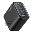 Anker Zolo 70W GaN 4-port charger A121C fast charging – front view black and white
