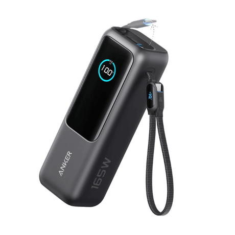 Anker Zolo power bank 25000mAh 165W built-in retractable cables – front view