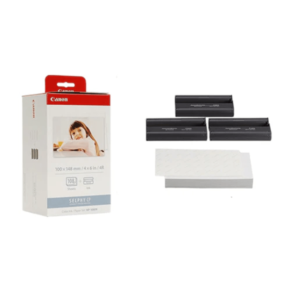 Canon KP-108IN color ink and paper set for Selphy 108 prints – front view