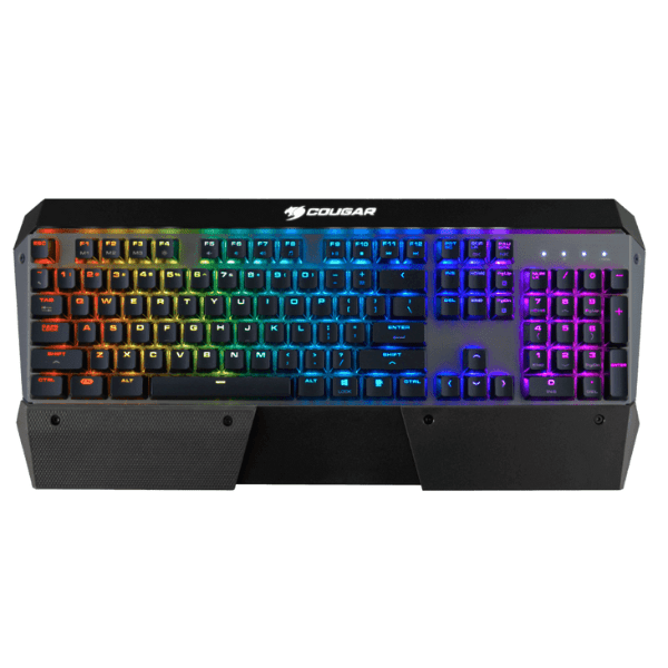 Cougar Attack X3 RGB Cherry MX mechanical gaming keyboard – front view iron grey