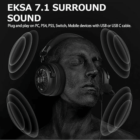EKSA E5000 Pro Wired Gaming Headset – 7.1 Surround, ENC Mic, Black EKSA Egypt