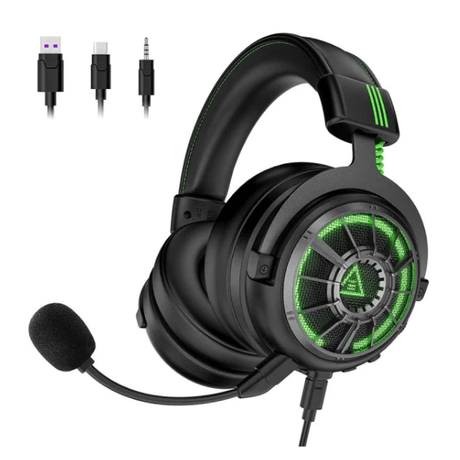 EKSA E5000 Pro wired gaming headset 7.1 surround ENC mic – front view black