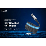 Havit 60W USB - C Magnetic Cable 1m Fast Charging Nylon Black &White Havit Egypt