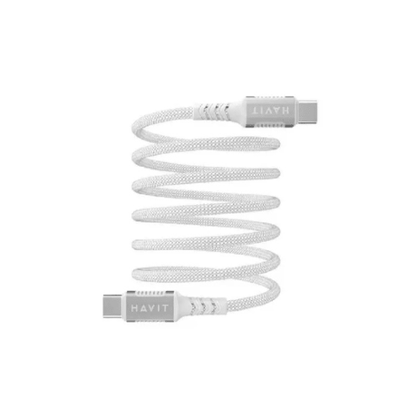 Havit 60W USB - C Magnetic Cable 1m Fast Charging Nylon Black &White Havit Egypt