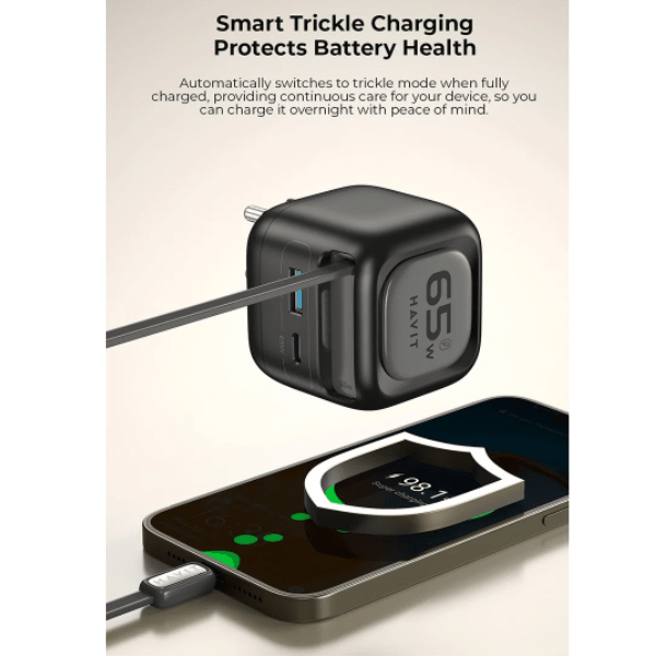 Havit 65W GaN Travel Charger UC252 EU with Retractable Cable and Watch Charger Black Havit Egypt