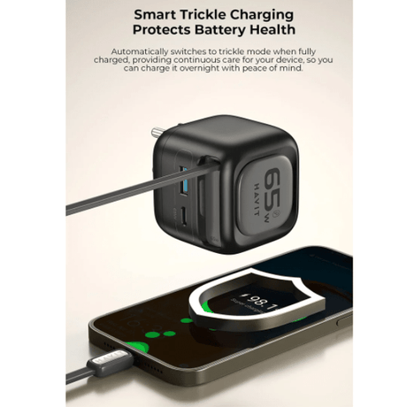 Havit 65W GaN Travel Charger UC252 EU with Retractable Cable and Watch Charger Black Havit Egypt